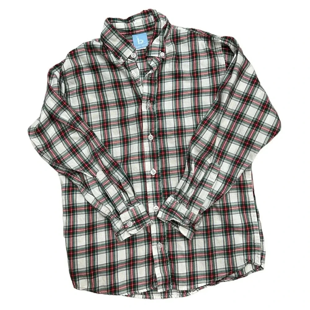 Bella Bliss Holiday Plaid Boys Button Down Shirt